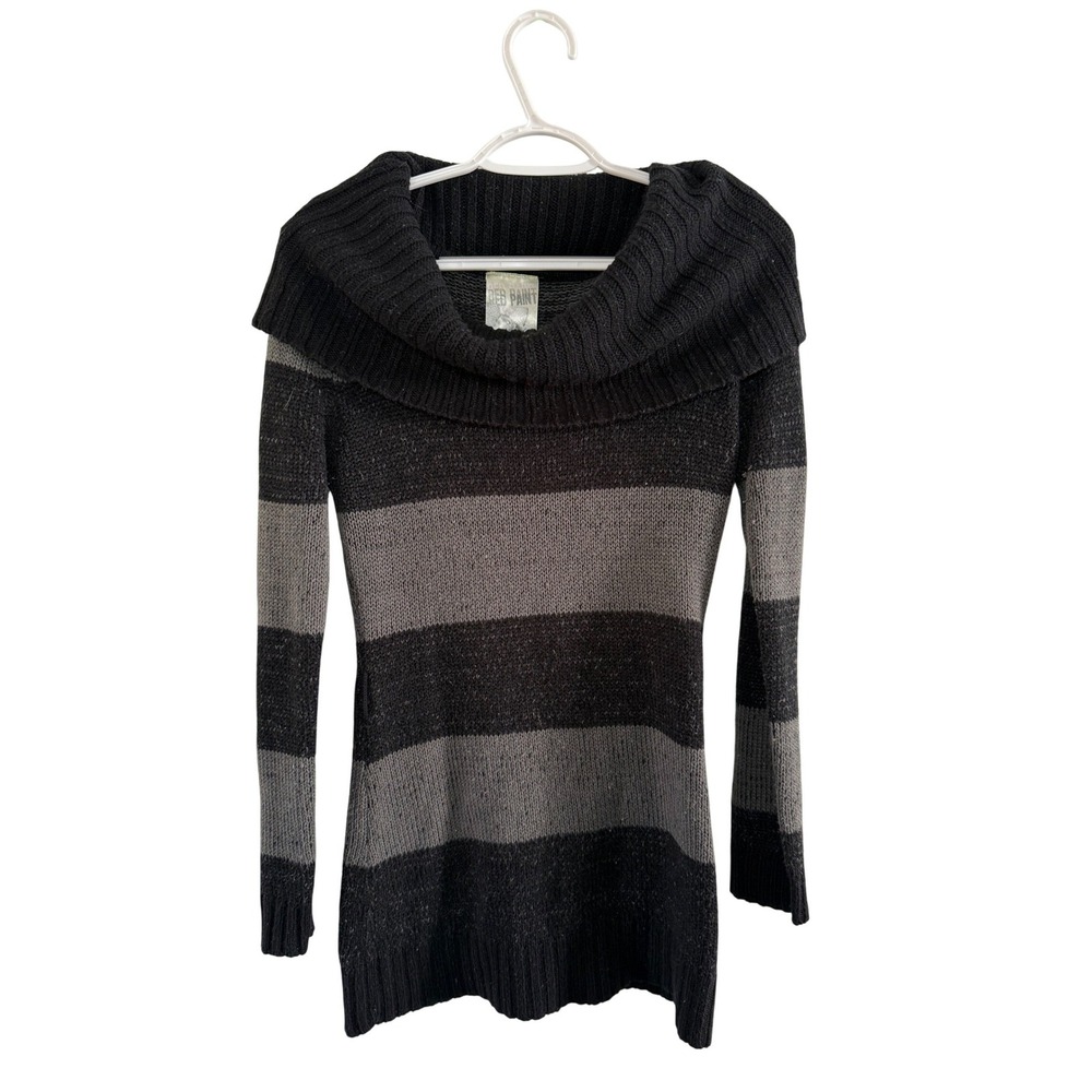 RED PAINT Y2K Striped Cowl Neck Sweater Womens Medium Preppy‎ Fairy Academia